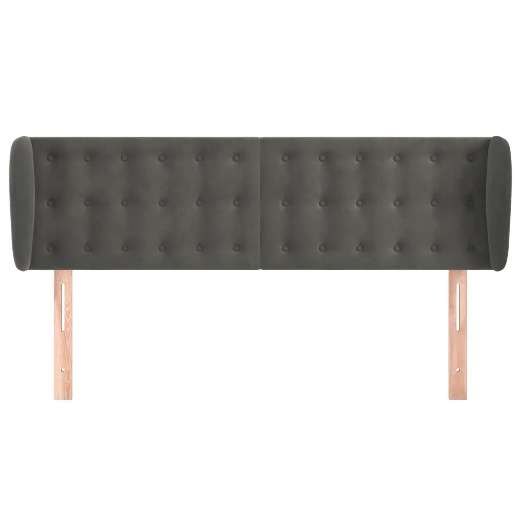 Testiera | Testata ad Orecchio Grigio Scuro 147x23x78/88 cm in Velluto