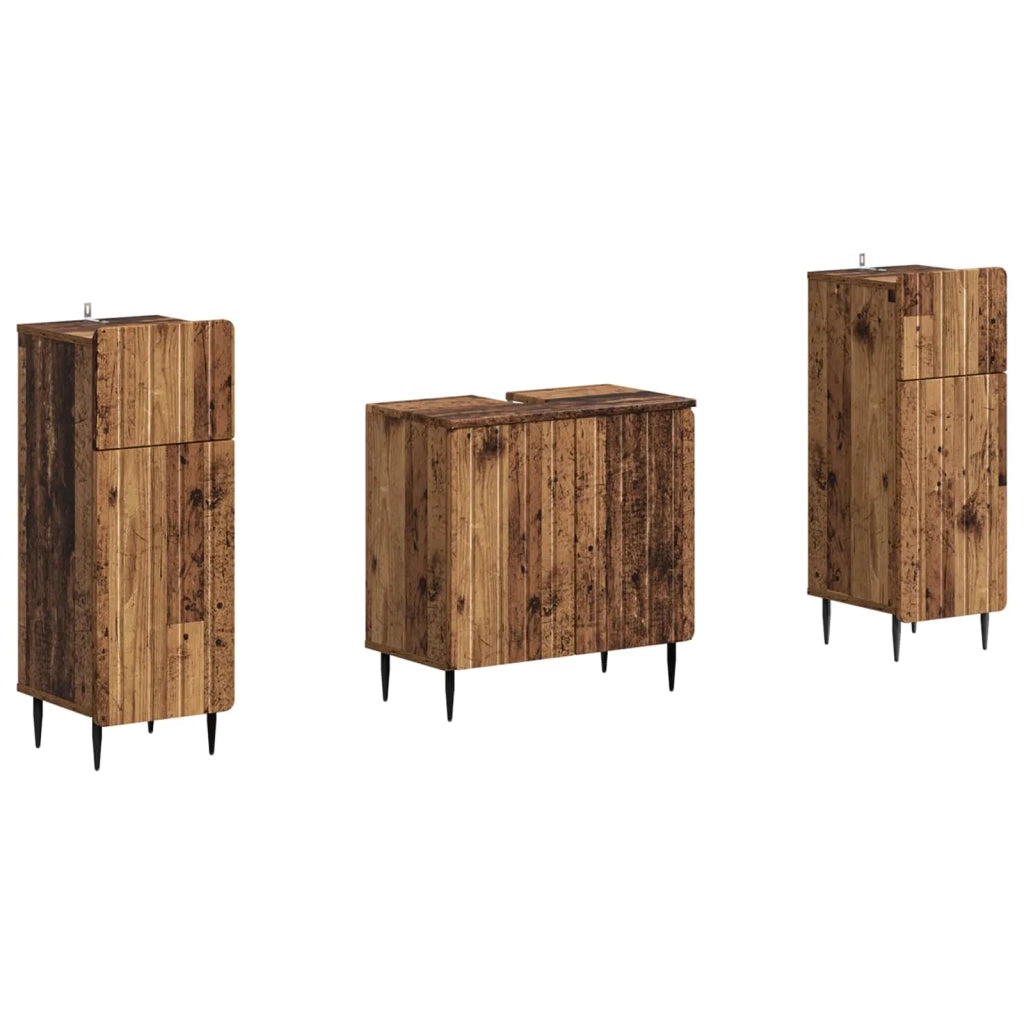 Set di Armadi da Bagno da 2 Pezzi ZWOLLE Legno antico 3418006