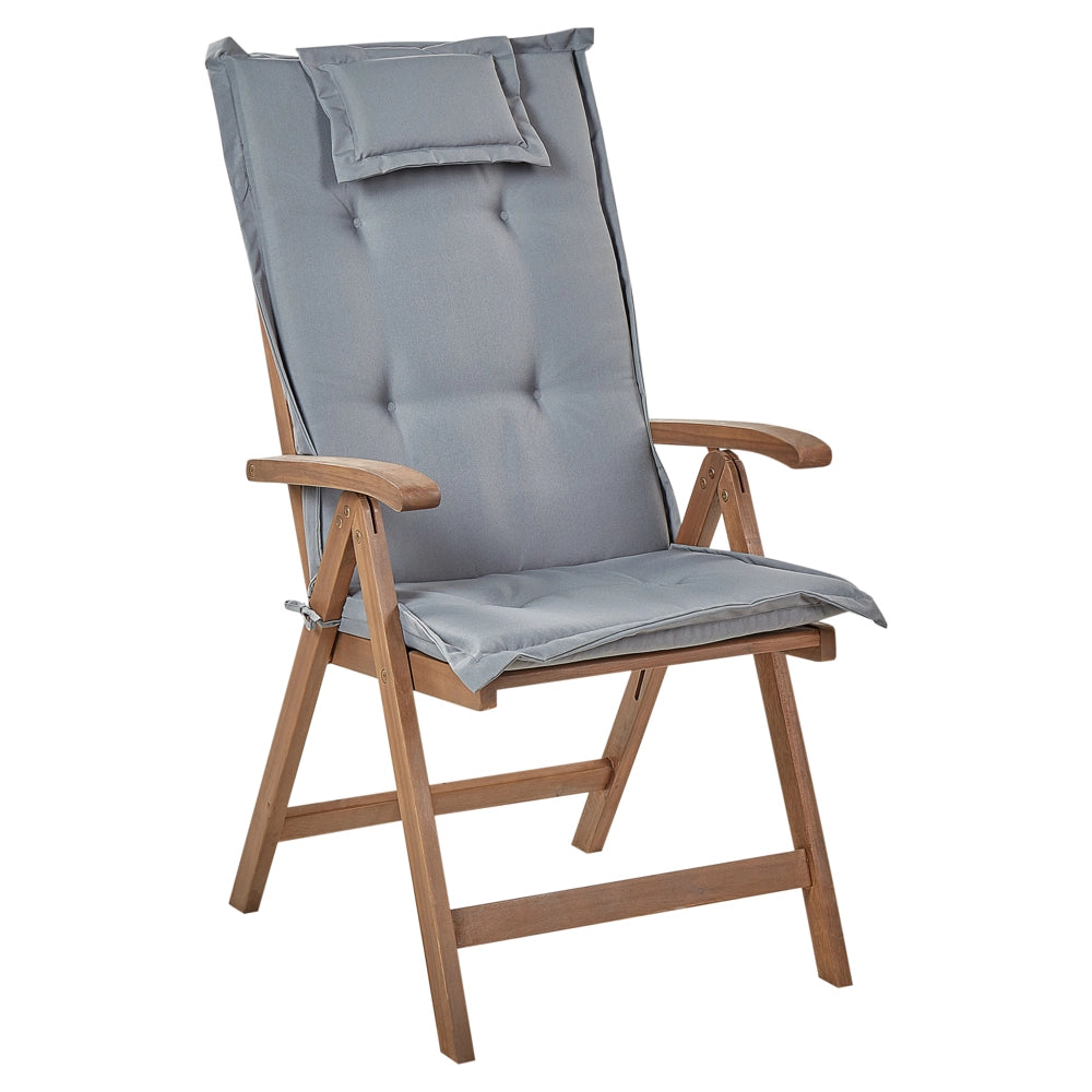 Set da giardino con 6 sedie in legno di acacia marrone scuro con schienale regolabile pieghevole in stile rustico