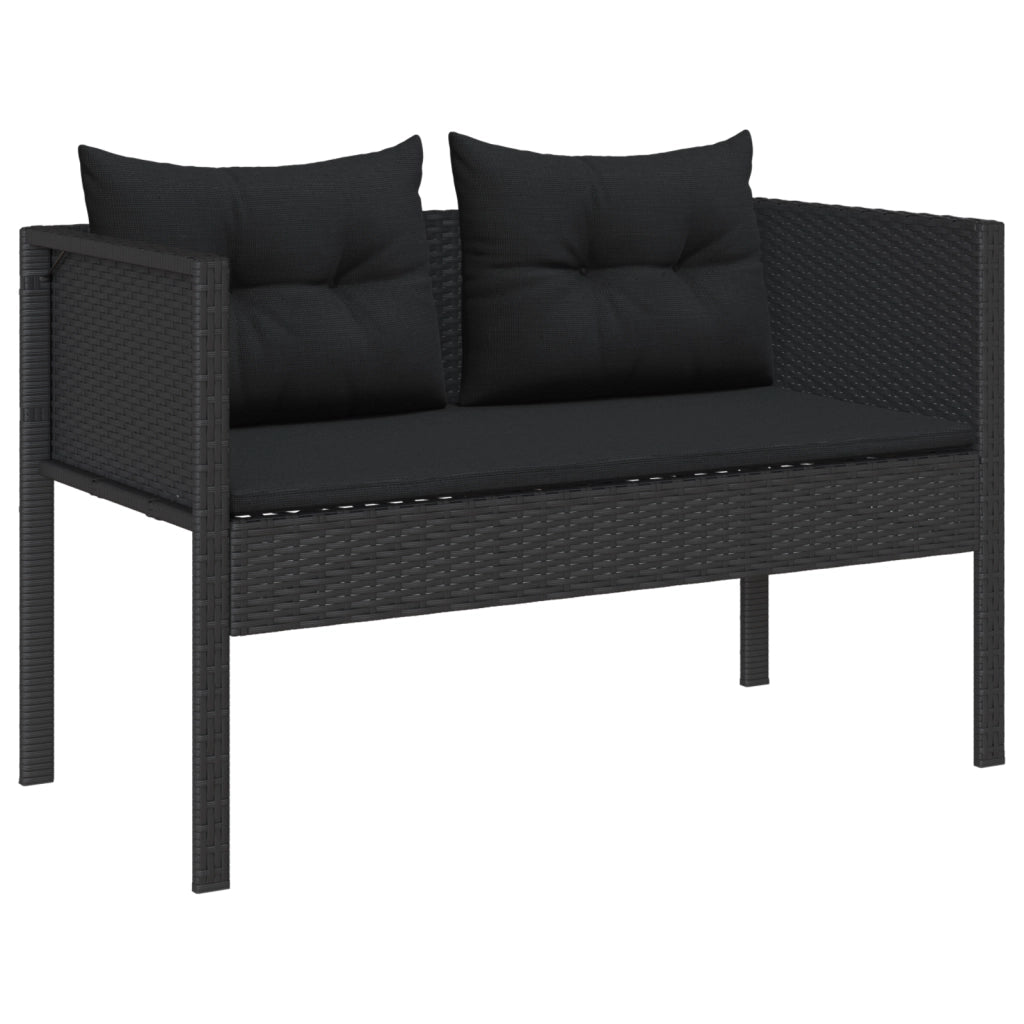 Set Divano da Esterno - Nero Rattan, Legno Medio Durevole