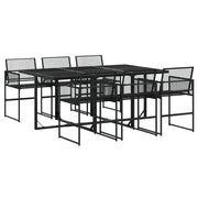 Set da Pranzo da Giardino 7 pz | Set Salotto da Giardino Nero in Polyrattan