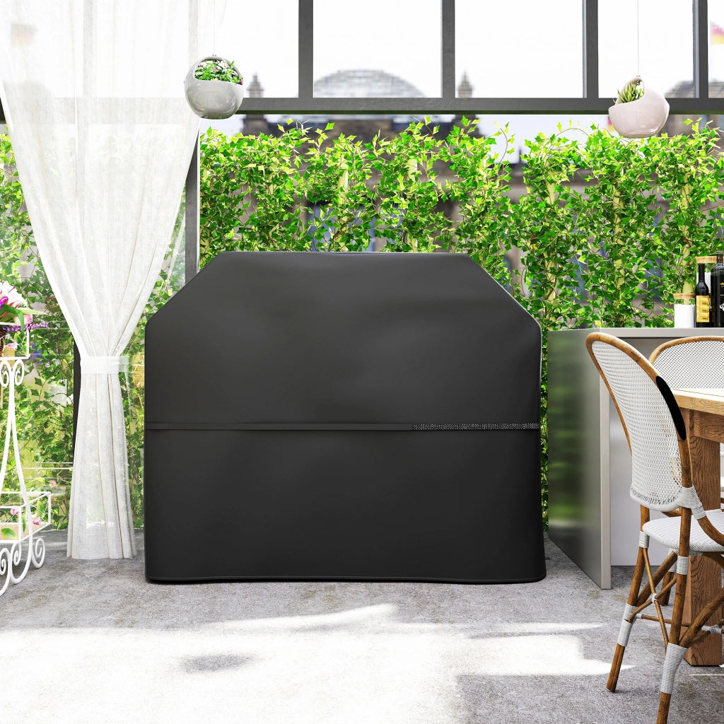 Copertura per Barbecue Rettangolare 147x61x122 cm Impermeabile e Antivento in Tessuto Oxford 600D UPF30+ Nero