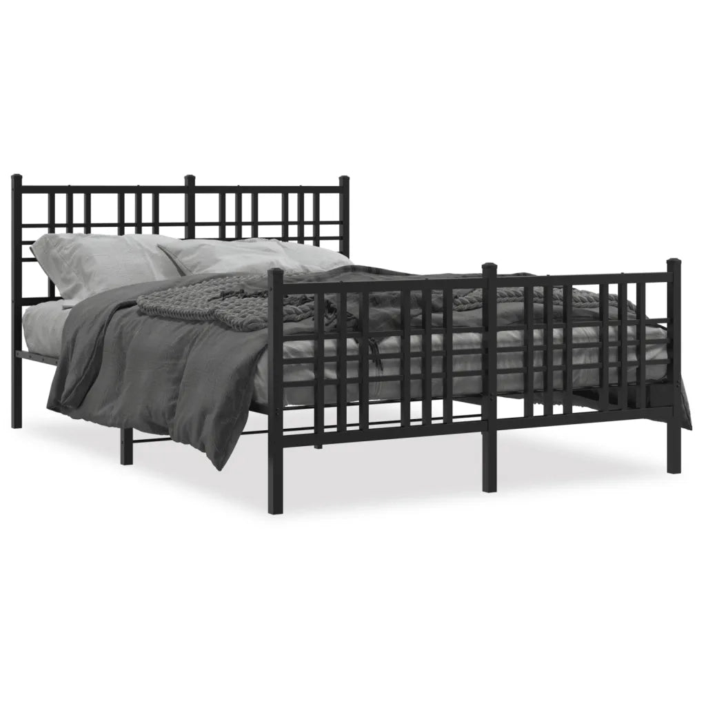 Giroletto con Testiera e Pediera-Struttura Letto Metallo Nero 137x190 cm 543109