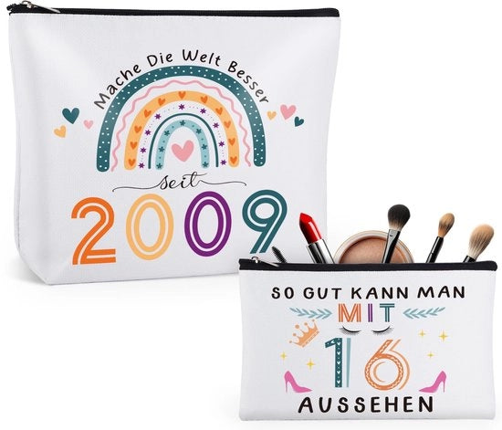 Regali per ragazze di 16 anni, set di 2 toilettas acqua-resistenti, borse per cosmetici per ragazze di 16 anni, regali per ragazze di 16 anni, borse per make-up per ragazze di 16 anni