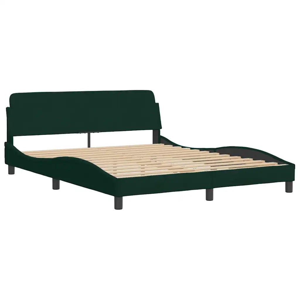 Giroletto senza Materasso Hanko Verde Scuro 160x200 cm in Velluto 3207858
