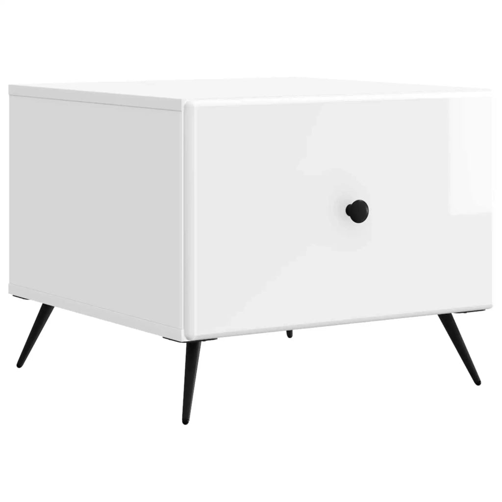 Tavolino da salotto con cassetto Bianco Lucido 49 x 50 x 40 cm 895659