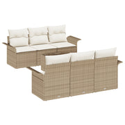 Set divani giardino 7 pezzi con cuscini beige e panna
