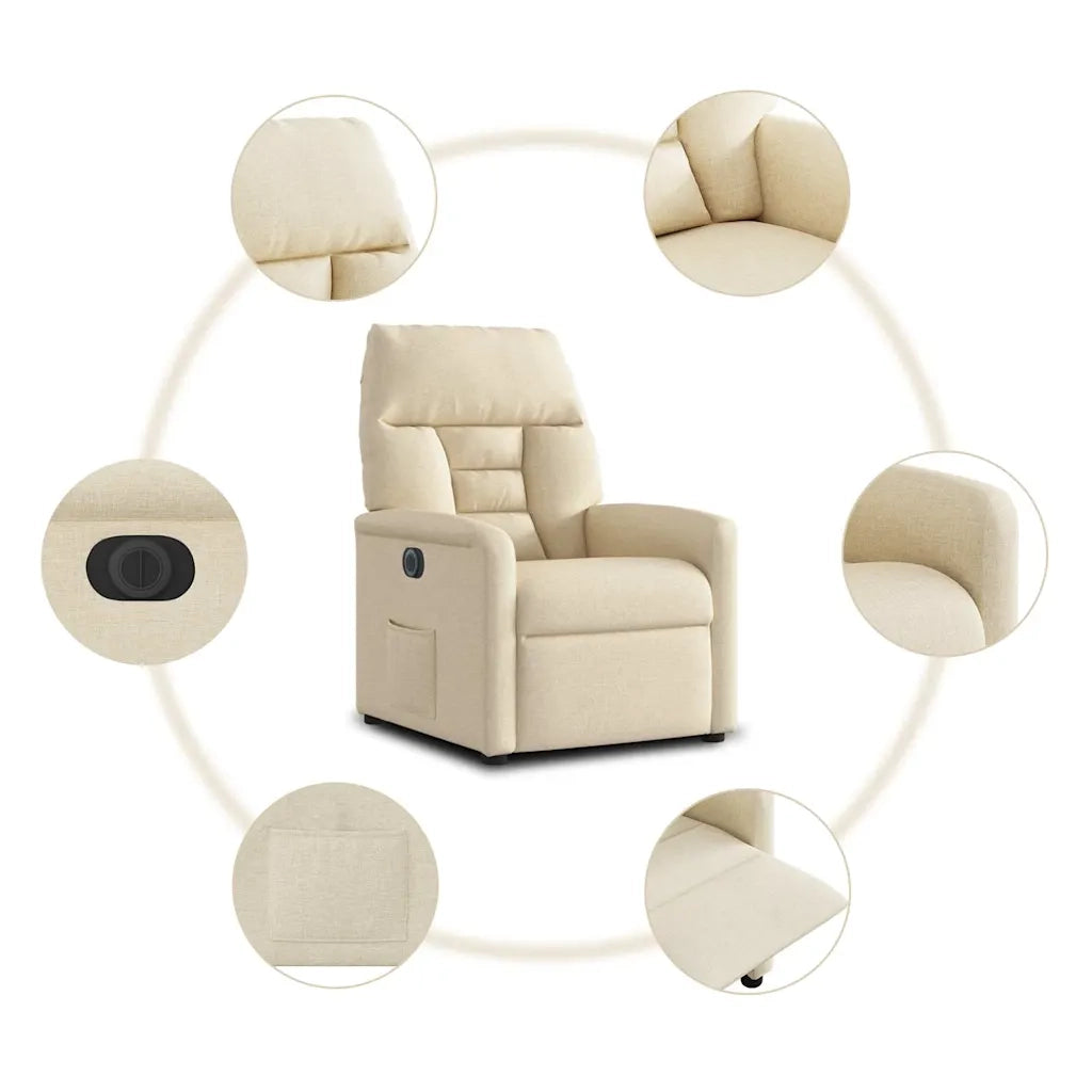 Poltrona Elettrica Reclinabile Crema in Tessuto 3303020