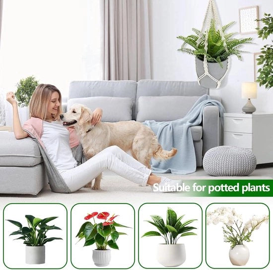Set di portahortensia da 3 pezzi - Corda di cotone appesa, per interni ed esterni (50 cm)