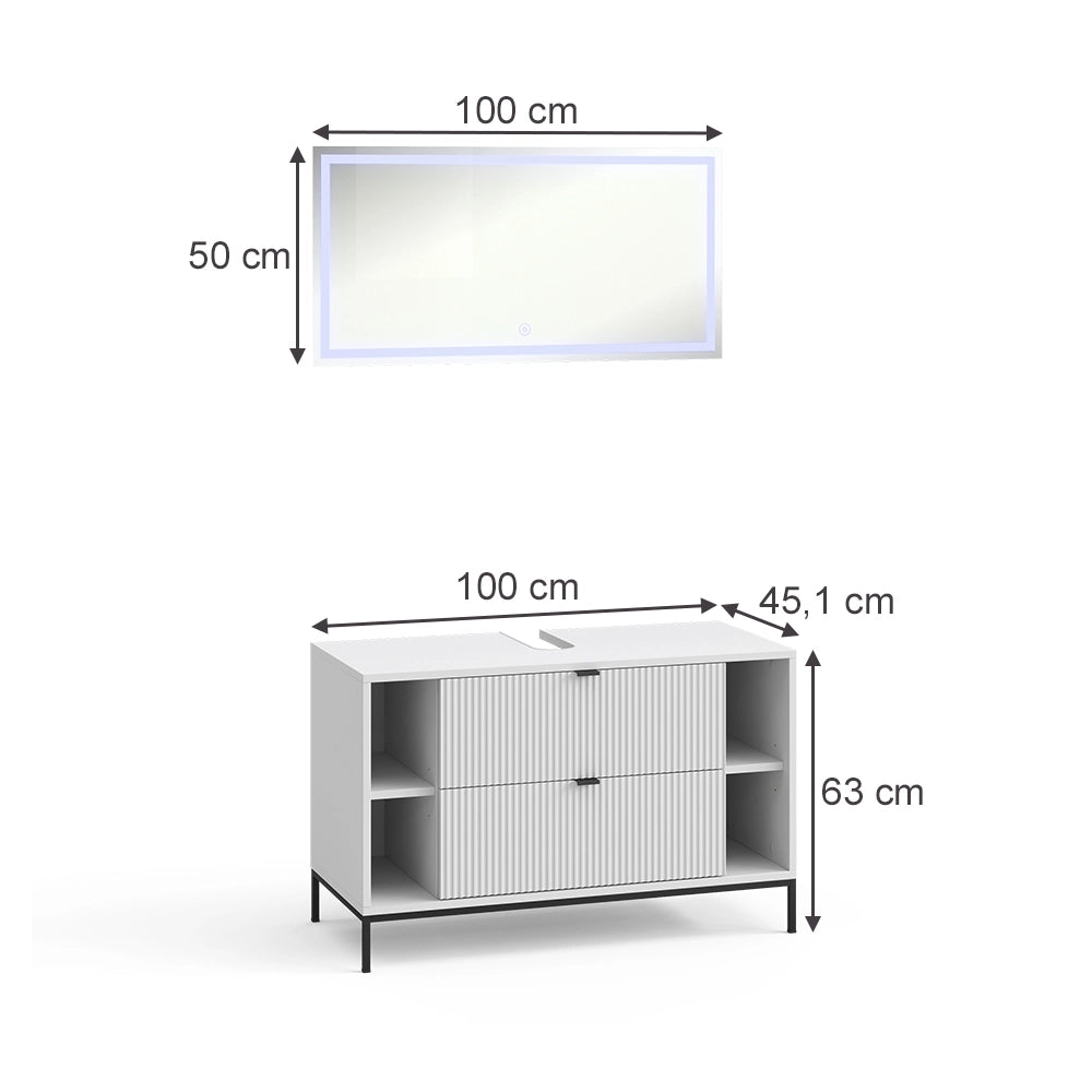 Vicco Set di mobili da bagno Bianco 2 parti