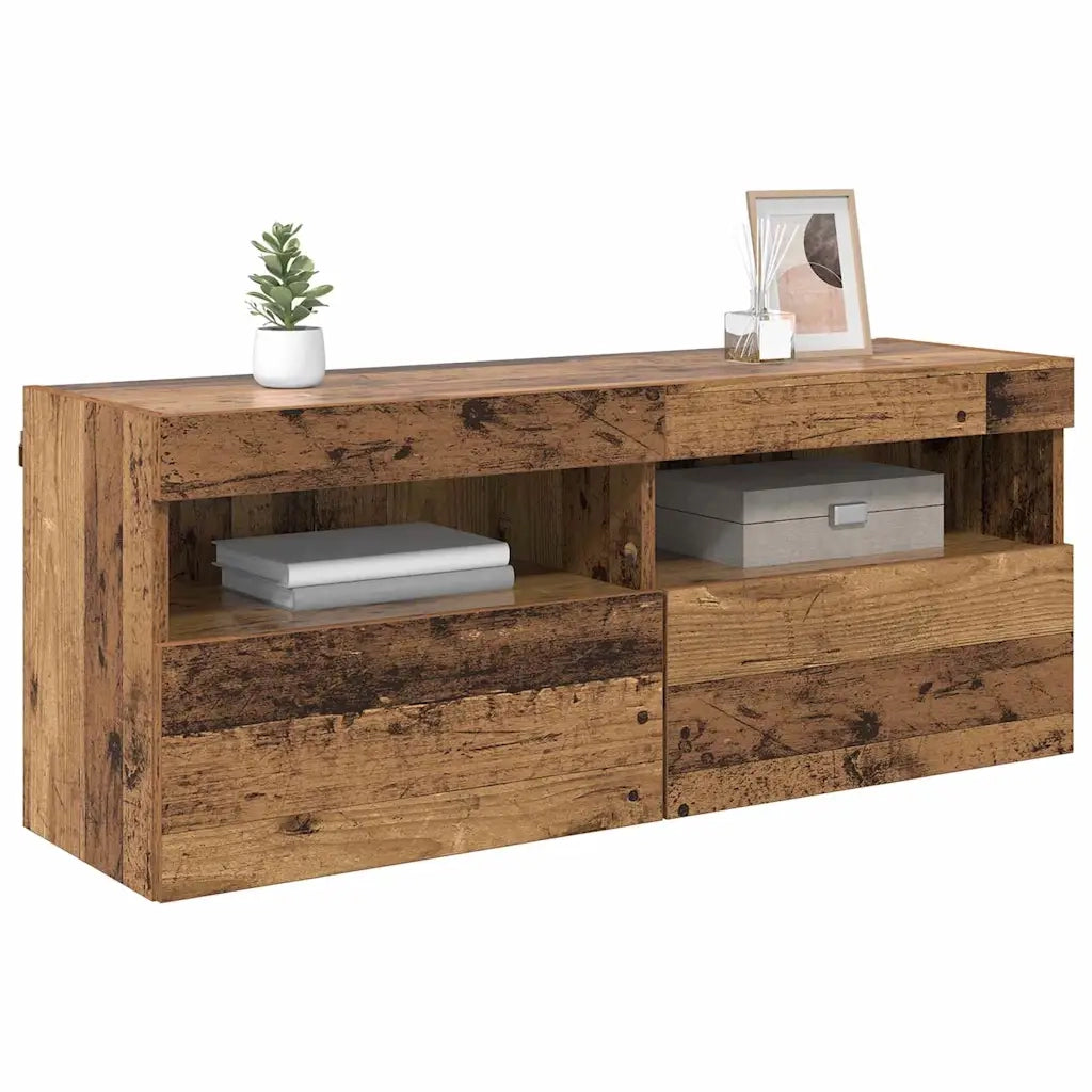 Mobile TV da parete con LED Legno vecchio 100 x 30 x 40 cm