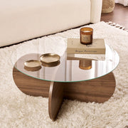 Cugnoli, Tavolino da Salotto Forma Rotondo, 75x75x35h cm Marrone Noce