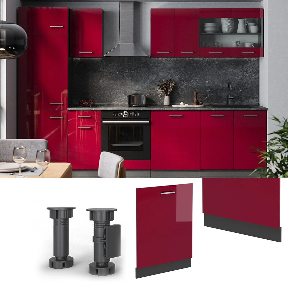 Pannello frontale della lavastoviglie R-Line Rosso lucido/Antracite 60 cm, PL Antracite Vicco