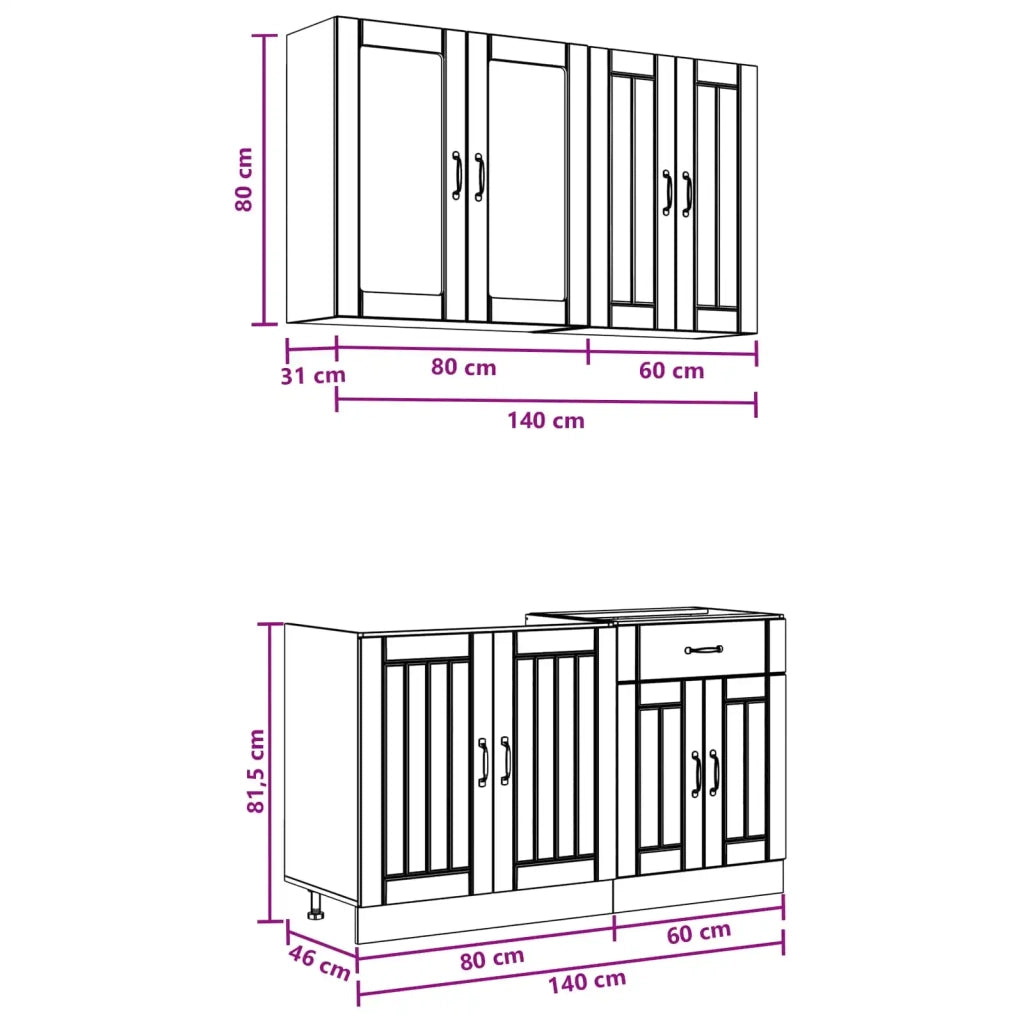 Unità Cucina LUCCA 4 pcs Nero Legno ingegnerizzato 3438316