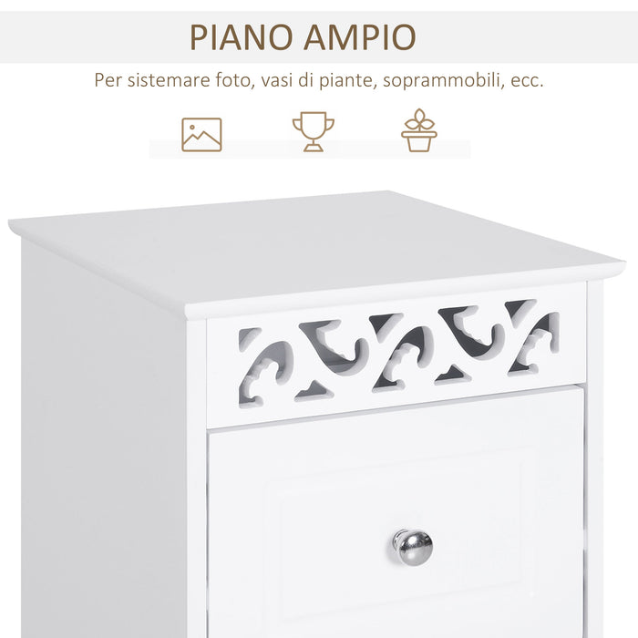 Mobiletto Bagno Cassettiera 3 Cassetti in Legno 30x30x68.5 cm  Floreare Bianco
