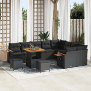 Set Divano da Giardino con cuscino 13 pcs Nero polyrattan 3365159