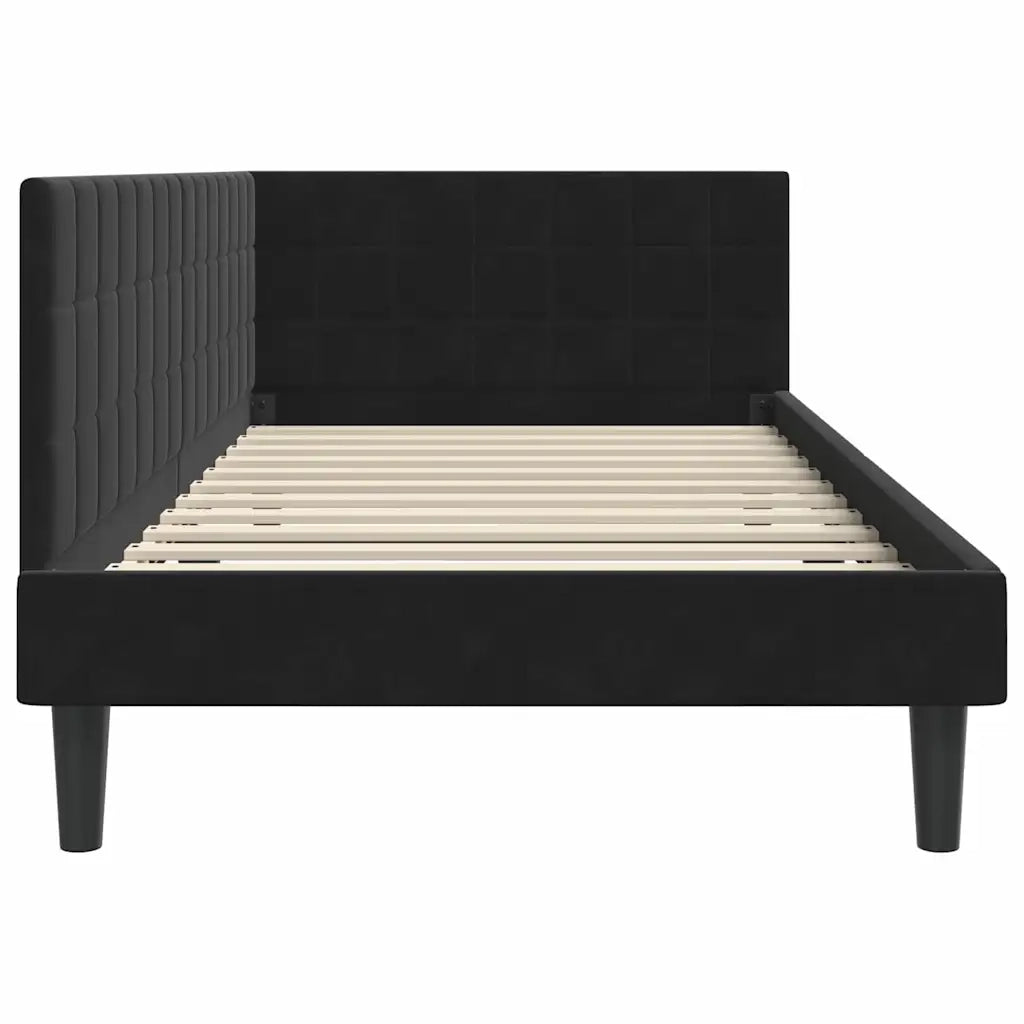 Cornice del letto ad angolo Nero 100 cm x 200 cm Velluto 42016443