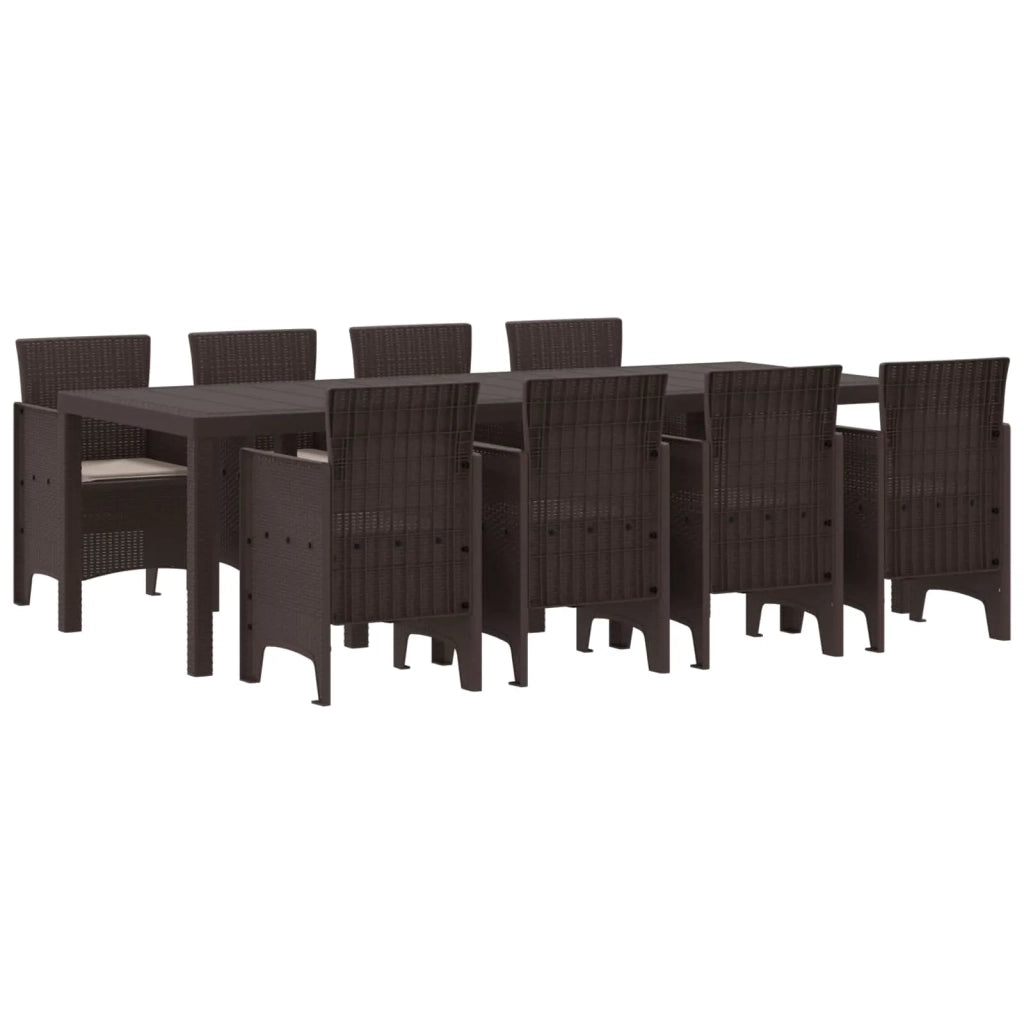 Set da Pranzo per Giardino 9 pcs Marrone Polipropilene