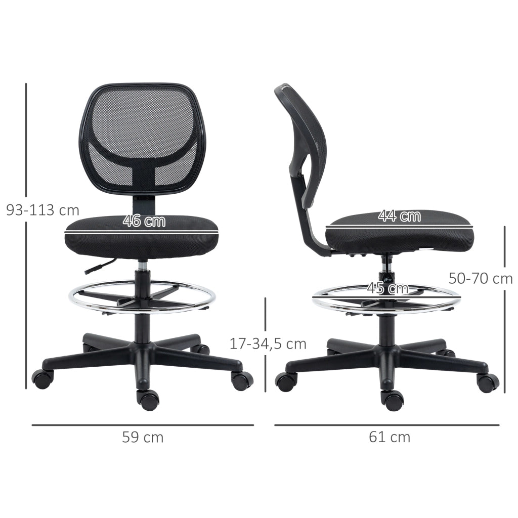 Sedia da ufficio regolabile in altezza con rete e poggiapiedi girevole ¨C Zephmum ¨C Nero 50-70 cm