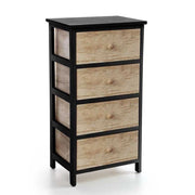 CASSETTIERA IN LEGNO NERO CON 4 CASSETTI IN COLORE NATURALE 40 X 29 X 73 CM