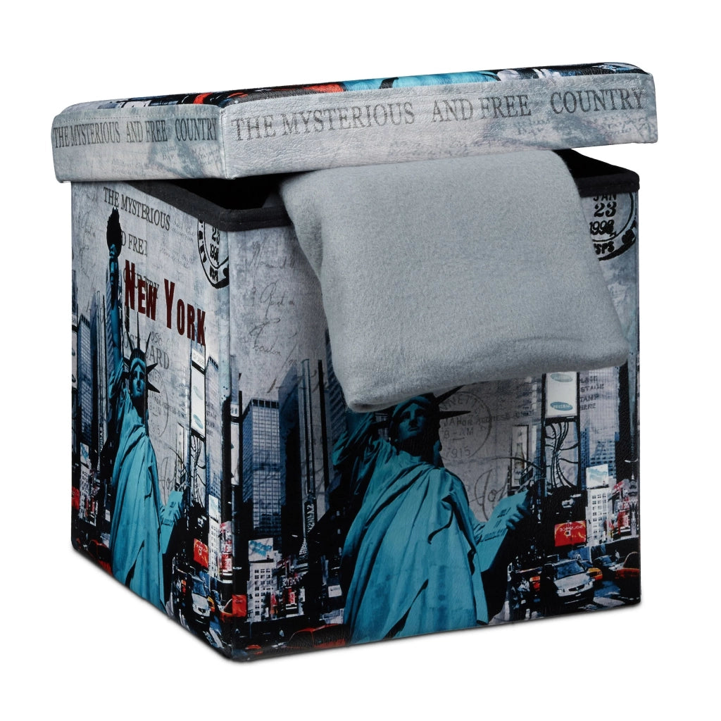 Sgabello pieghevole con vano portaoggetti panca pieghevole 38 x 38 cm New York 2013066