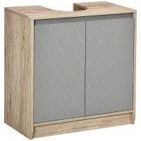 Armadietto Sottolavabo in MDF con Ritaglio per Lavandino con 2 Ante e 2 Mensole Regolabili, 60 x 30 x 60cm