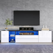 Mobile TV LED 180 cm bianco e nero con 2 cassetti e 2 vani