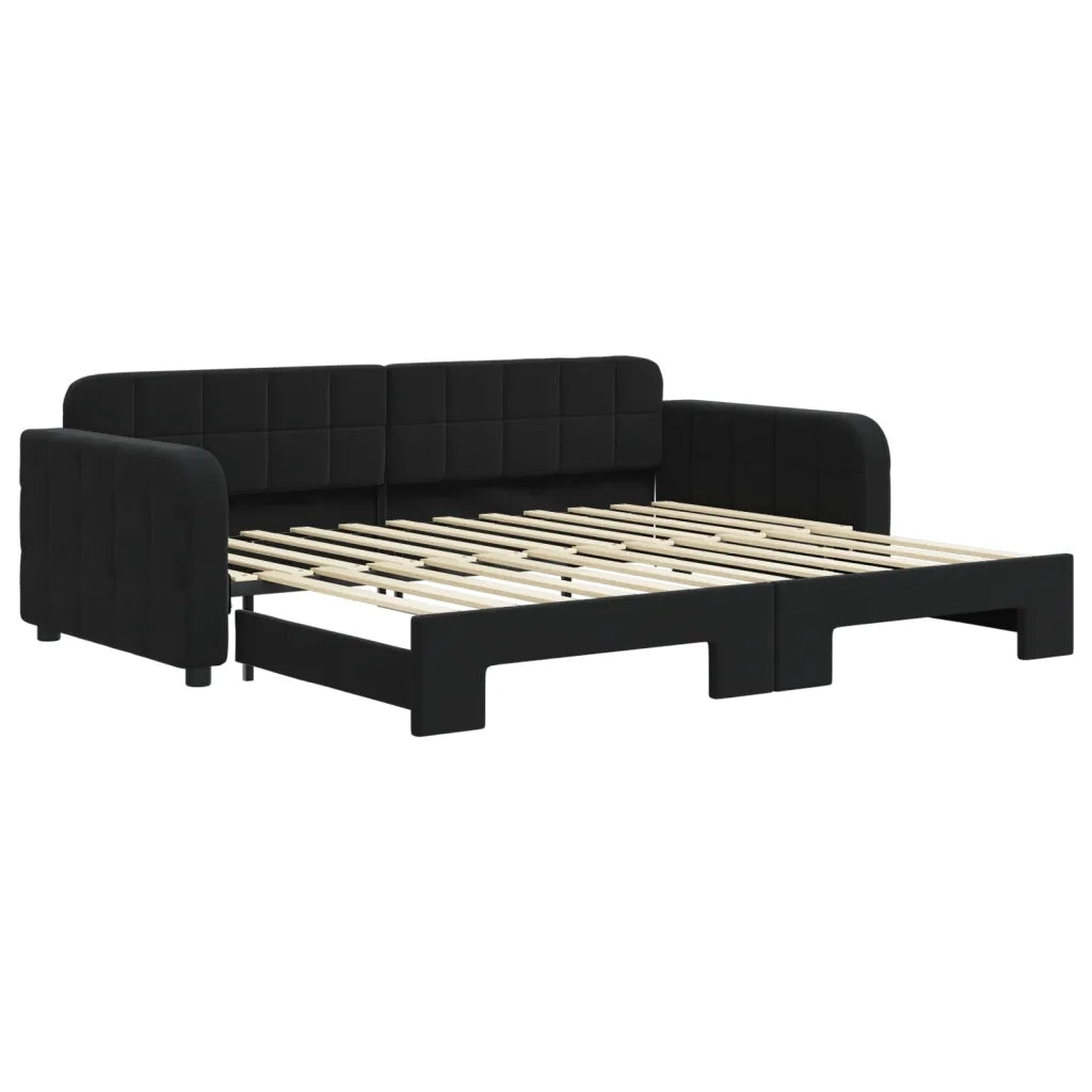 Divano Letto con Letto Estraibile Nero 90x200 cm in Velluto 3196933