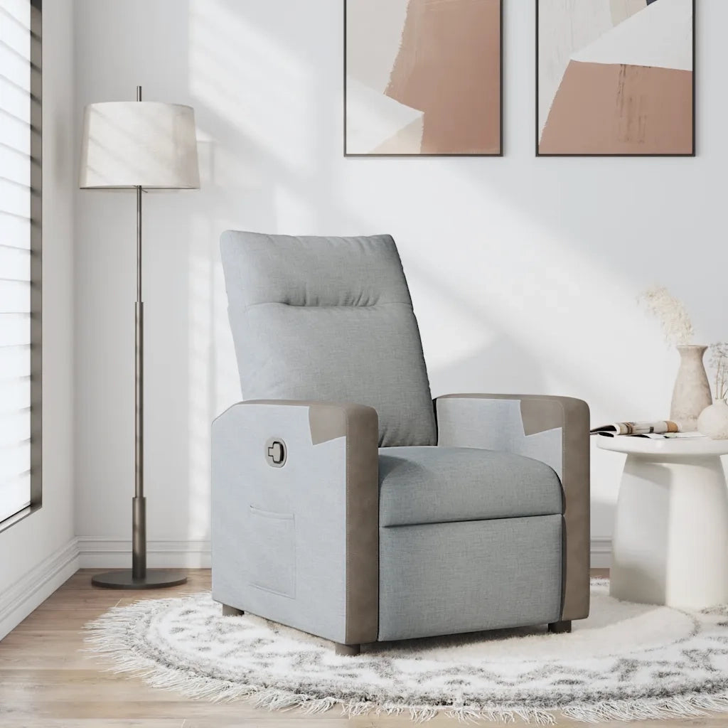 Divano Sedia-Poltrona Reclinabile in Tessuto Grigio Chiaro 946567