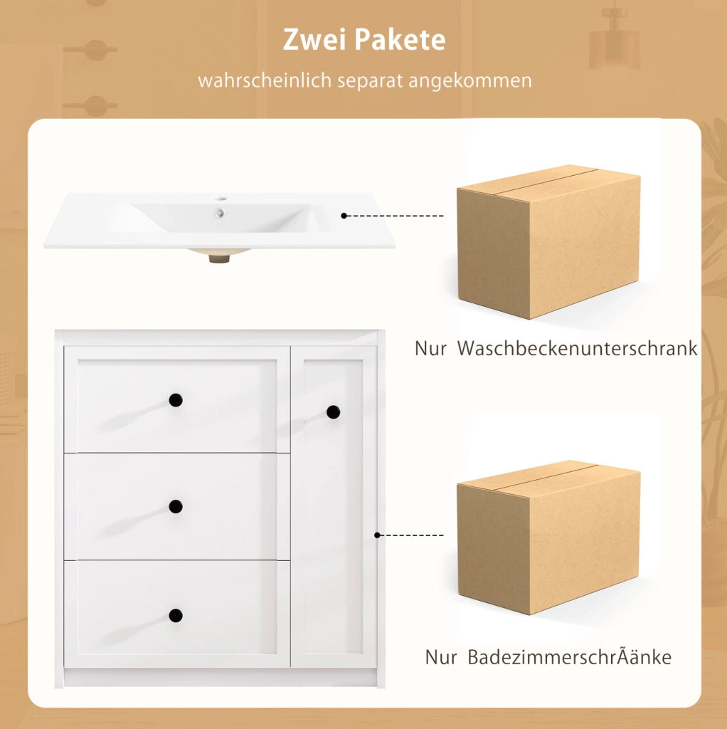 Mobile bagno con lavabo integrato, bianco, 76 x 46 x 82 cm
