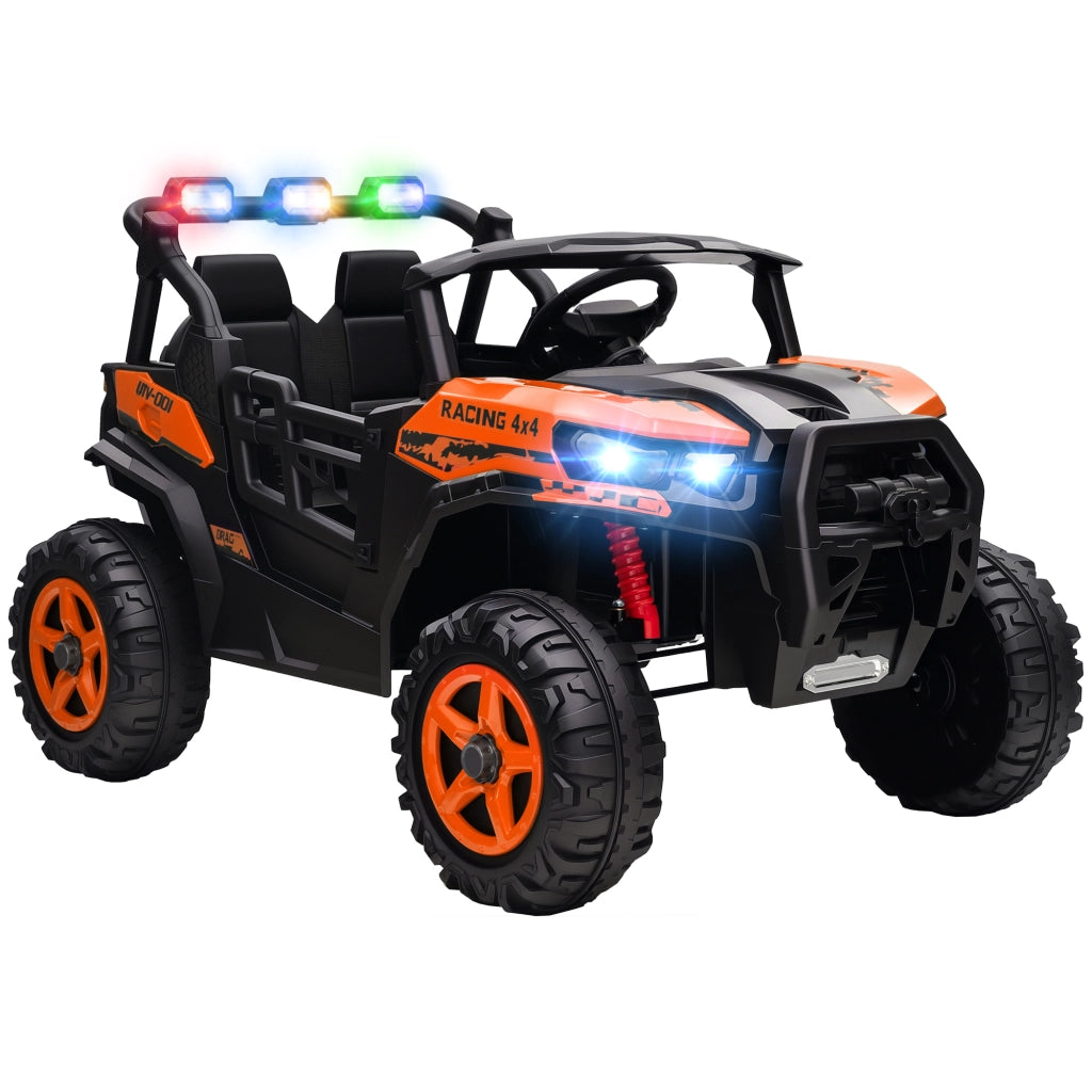 Macchina Elettrica per Bambini 3-8 Anni 24V Fuoristrada a 2 Posti Doppio Motore Telecomando e Soft Start Arancione