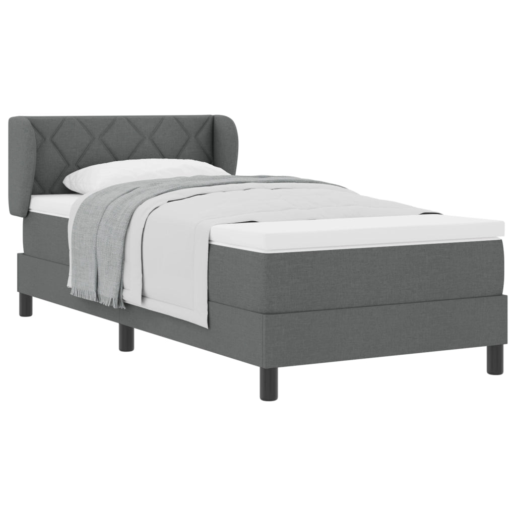 lettino box spring con materasso  grigio scuro 90x190 cm in tessuto