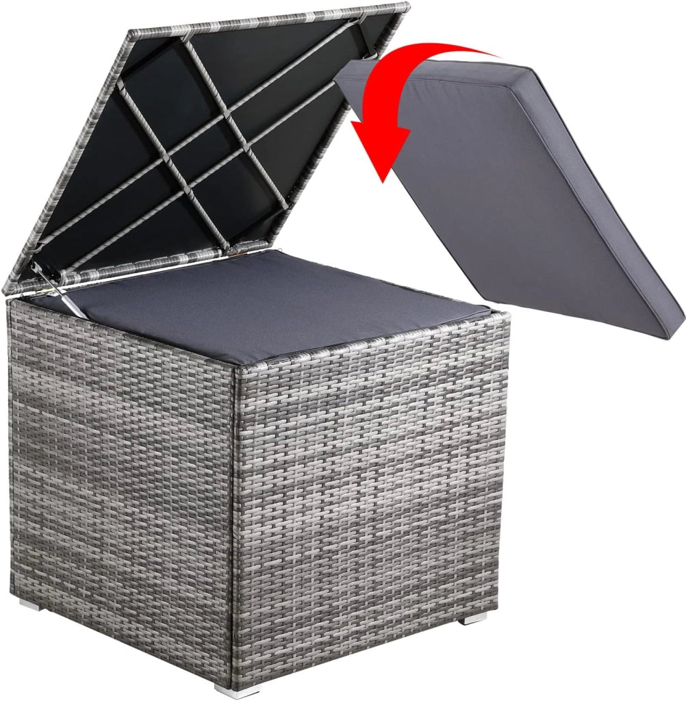 ® Baule da Giardino 318 L Impermeabile 75x75x70cm Contenitore Esterno Polyrattan Grigio