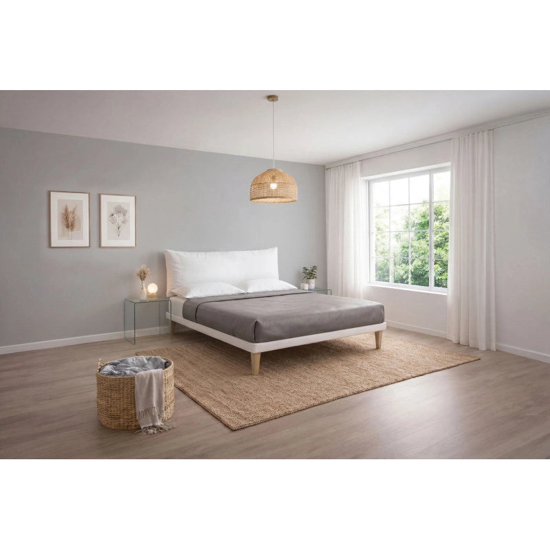 Letto imbottito Letto Matrimoniale alla Francese 140x190 cm Soft - Bianco,Similpelle,Con rete
