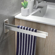 Sostegno asciugamani senza forare | Acciaio inossidabile | Autoadesivo | 40 cm | Sostegno asciugamani doppio | Bagno | Laccato argento