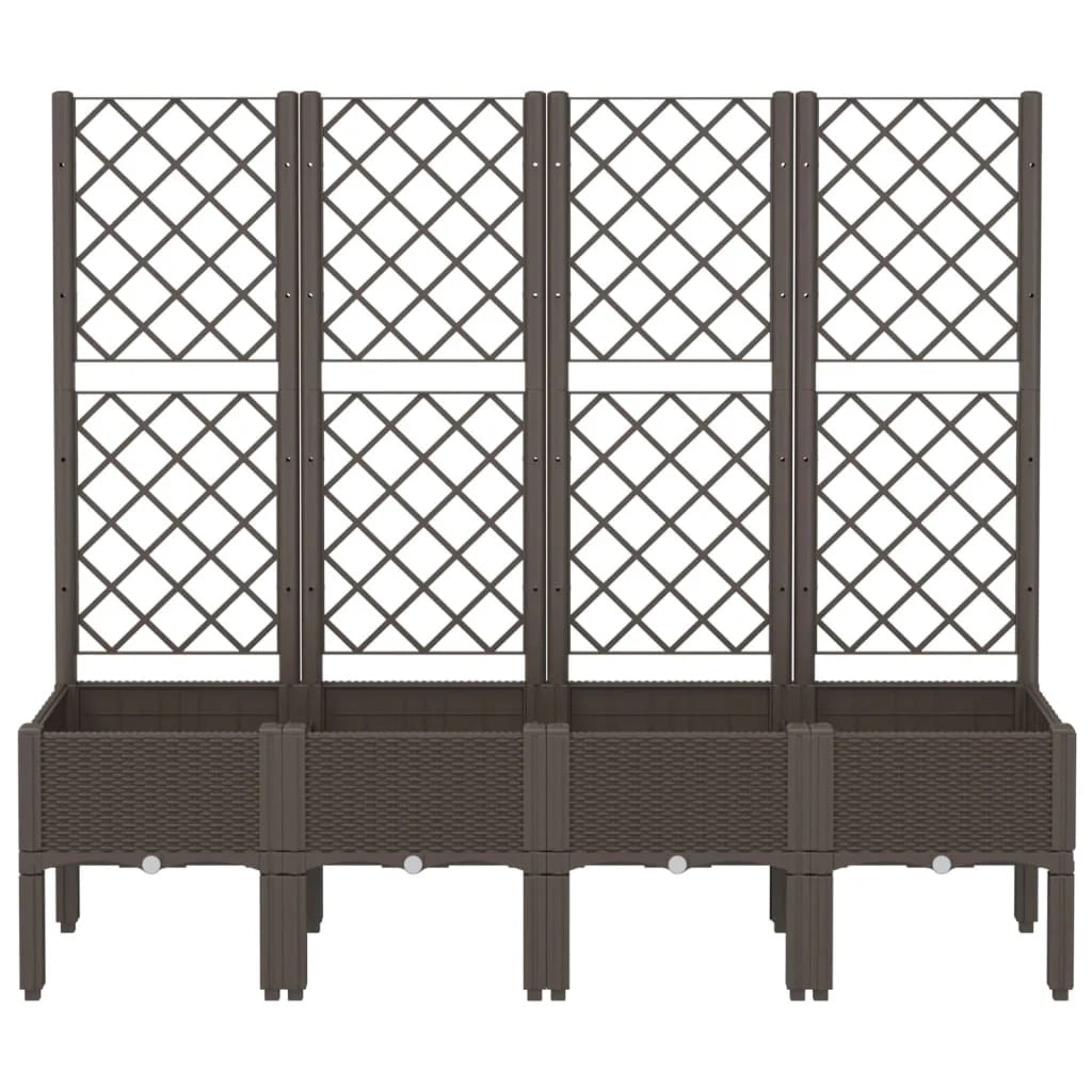 Fioriera rialzata per piante fiori terrazza giardino con traliccio 160 x 40 x 142 cm PP marrone 02_0038268