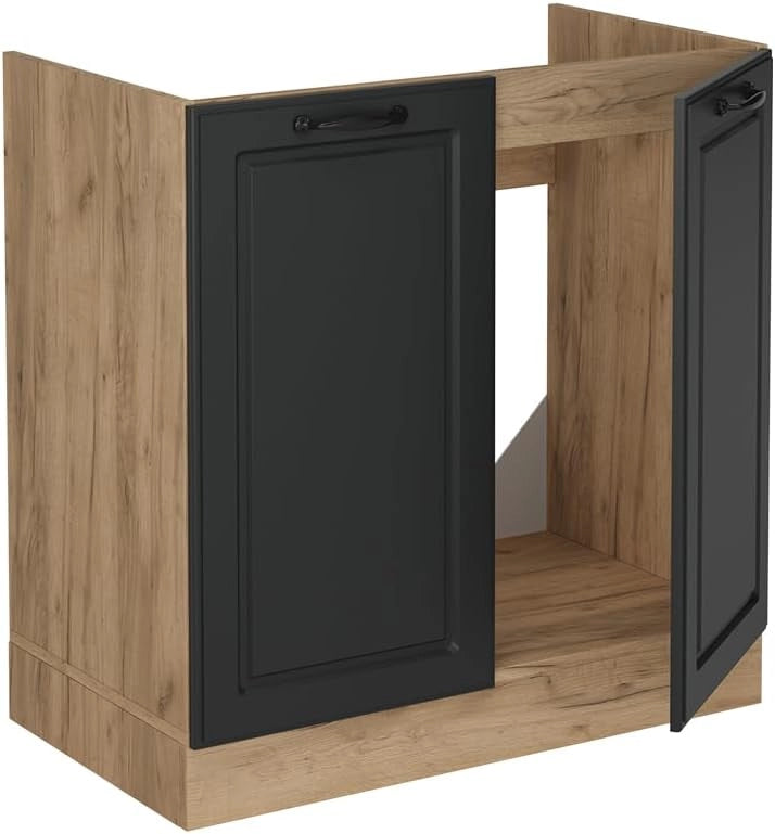 Mobile lavello cucina R-Line, Antracite casa di campagna, 80 cm senza piano di lavoro