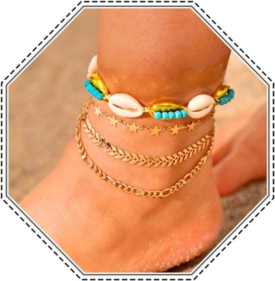 Bracciali per unico anello con attacco a guscio e perle blu - Bracciale per unico anello per donne e ragazze adattabile