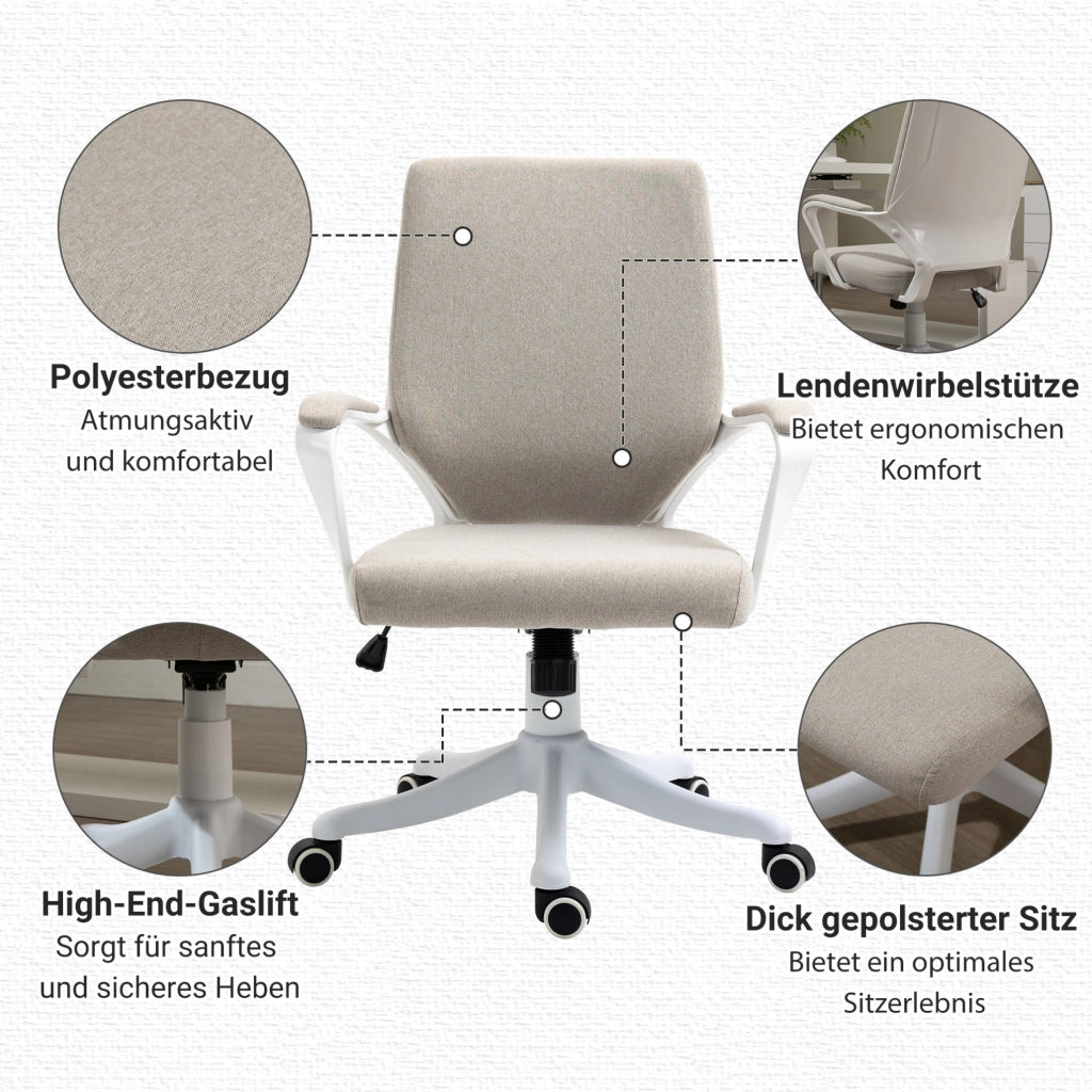 Sedia da ufficio ergonomica beige con supporto lombare