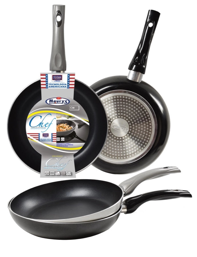 MAURY'S CHEF INDUCTION PADELLA 24 CM ANTIADERENTE CON FONDO IN TECNOLOGIA XYLAN