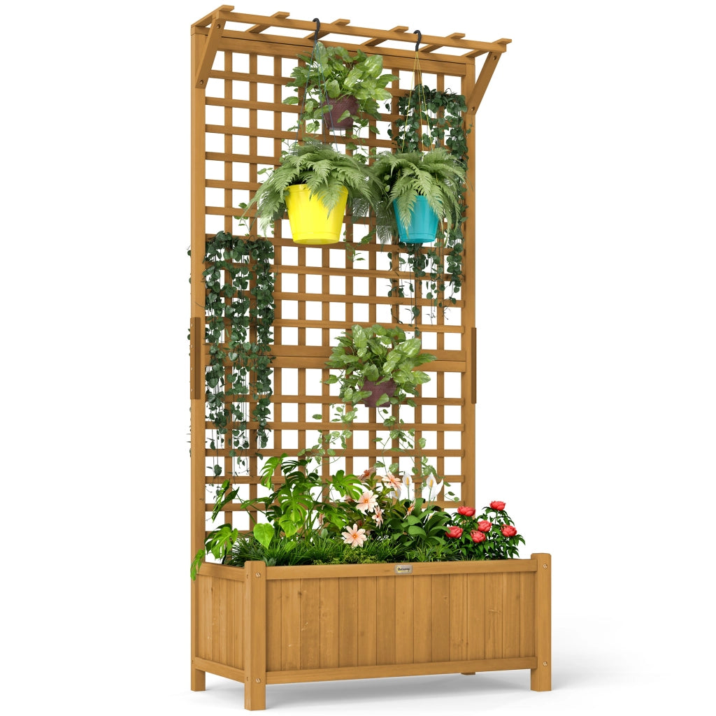 Fioriera con traliccio in legno per piante rampicanti ¨C zephmum ¨C naturale 90x45x183 cm