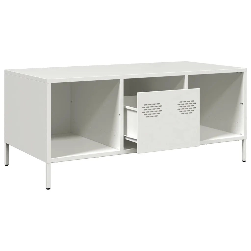 Tavolino Bianco 101,5x50x43,5 cm in Acciaio Laminato a Freddo 851279