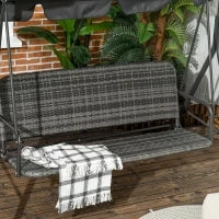 Dondolo da Giardino 3 Posti con Tettuccio Regolabile in Rattan PE, 167x112x153cm, Grigio Scuro