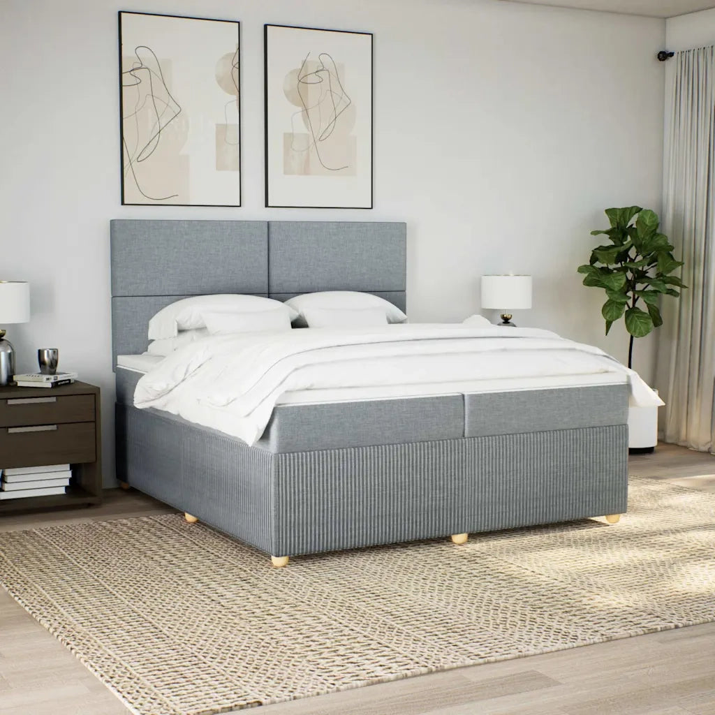 Giroletto a Molle con Materasso Grigio Chiaro 200x200cm Tessuto