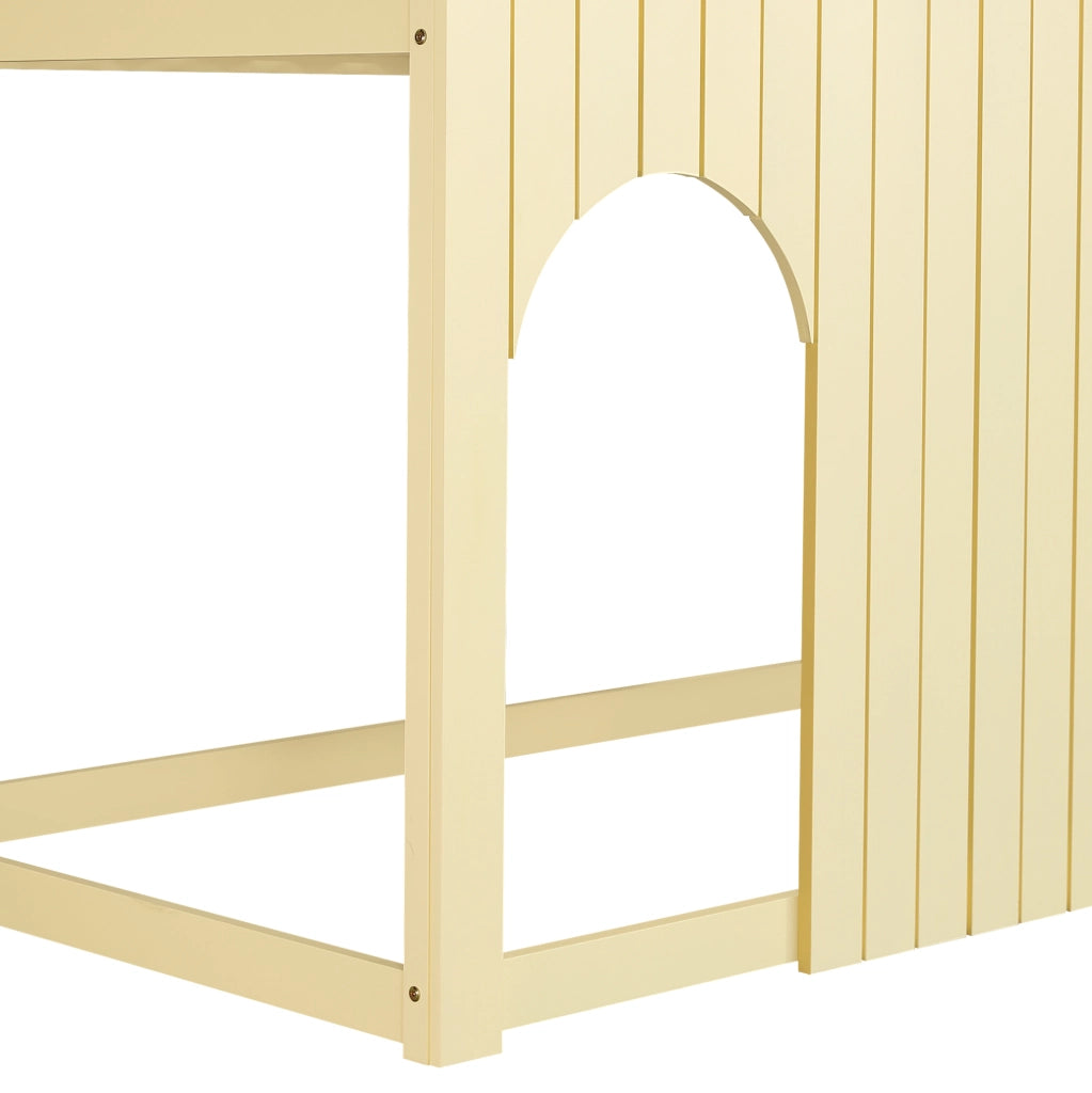 Letto a soppalco 90x200 cm con LED e scala a 3 gradini in legno e MDF naturale