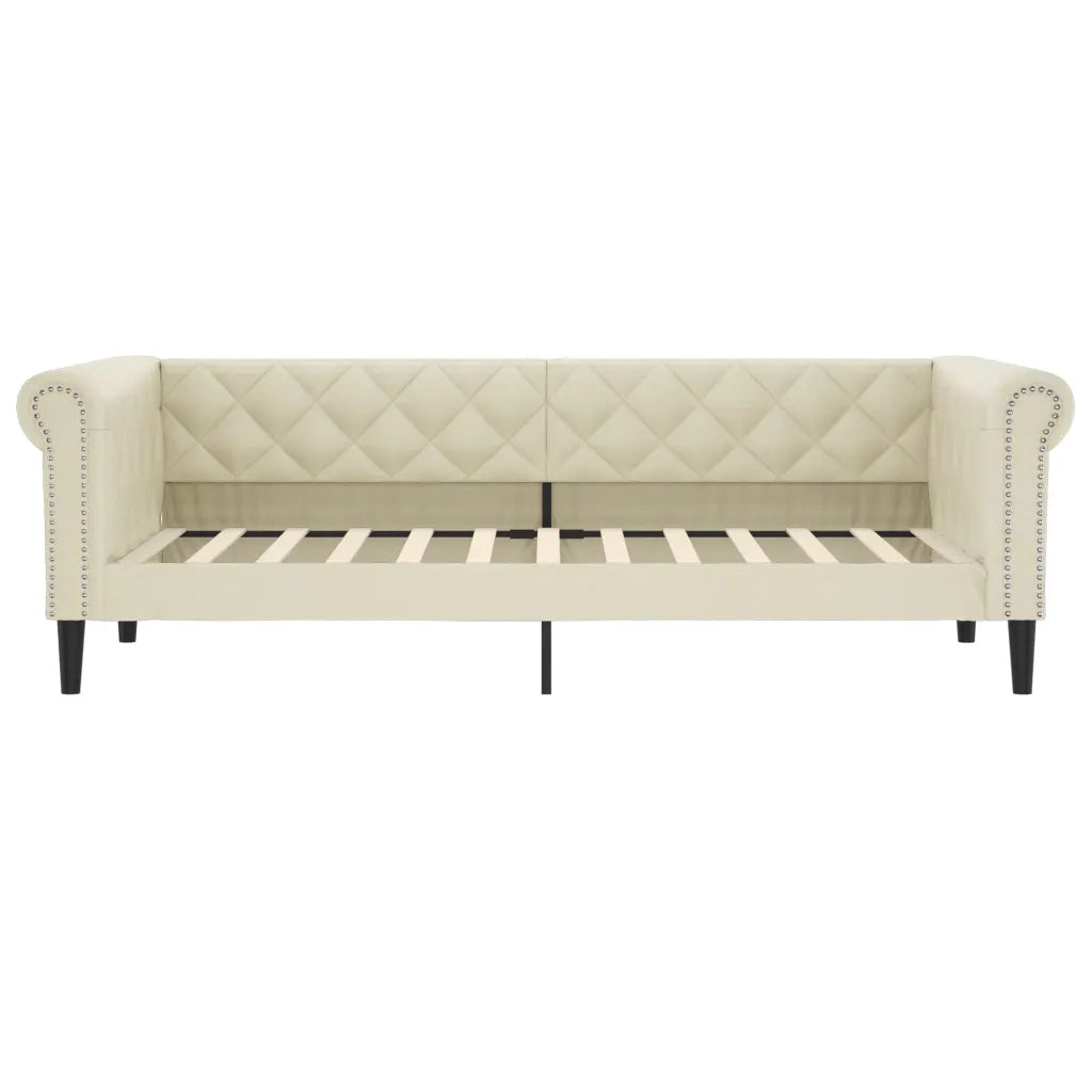 Divano Letto Estraibile con Cassetti Crema 90x200 cm Similpelle 3197733