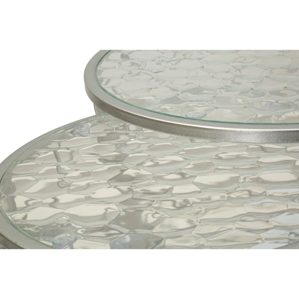 Set di Tavolini VKH571, Argento, Metallo, 70x70x45 cm