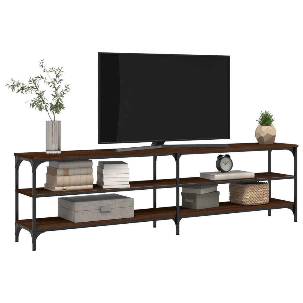 Mobile TV Rovere Marrone 180x30x50cm Legno Multistrato Metallo 826758