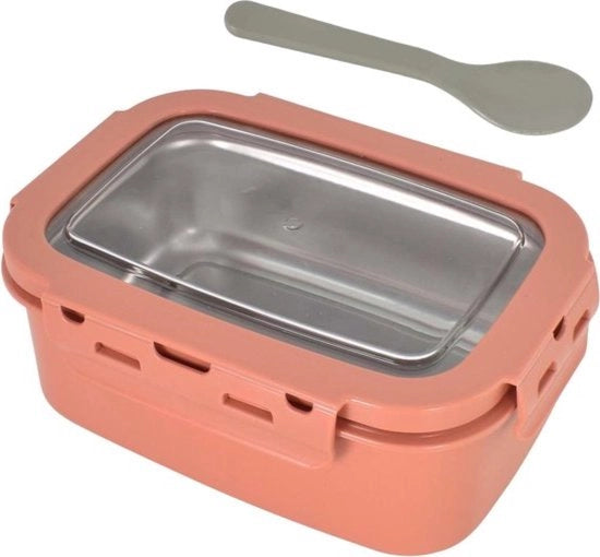 Tazza per pane in acciaio inossidabile - 800 ml - Design arancione con chiusura a scatto