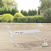Panca da Giardino Cossila in Metallo con Braccioli Curvi 70 x 147 x 46 cm - Bianco [en.casa]